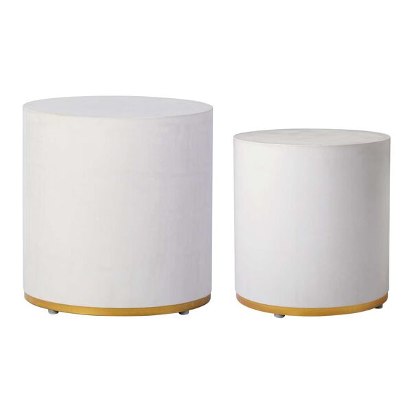 Perpetual Joy Ivory White and Gold Ring Linea Ring Accent Table, Set of 2, image 1