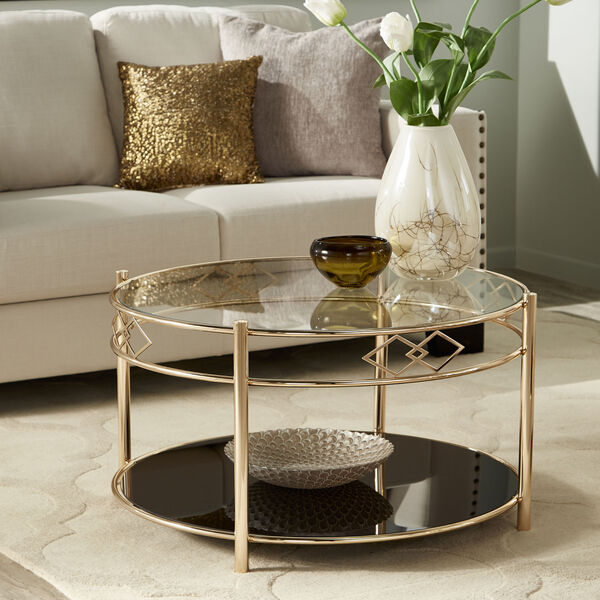 Wallace Gold and Black Tempered Glass Coffee Table, image 5
