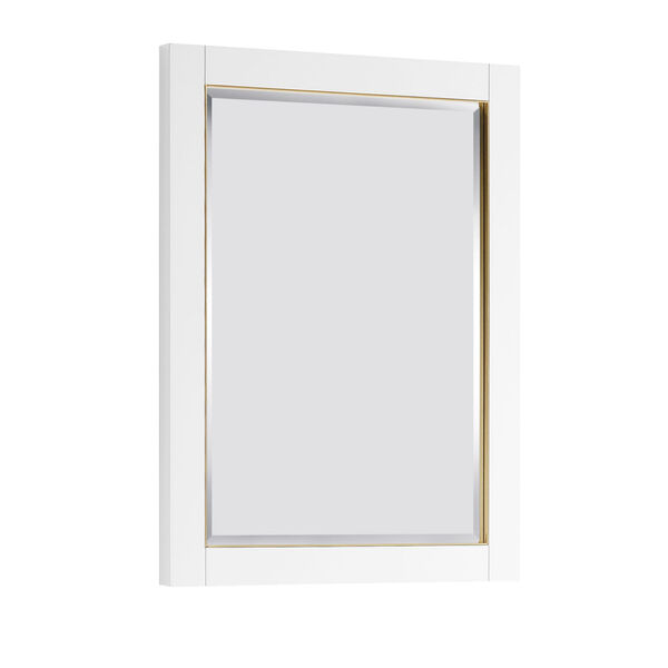 White 24-Inch Mirror with Gold Trim, image 2