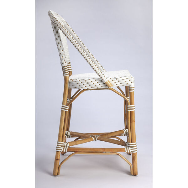 Solstice White and Tan Rattan Counter Stool, image 4