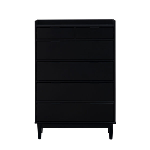 Black Solid Wood Six-Drawer Dresser, image 1