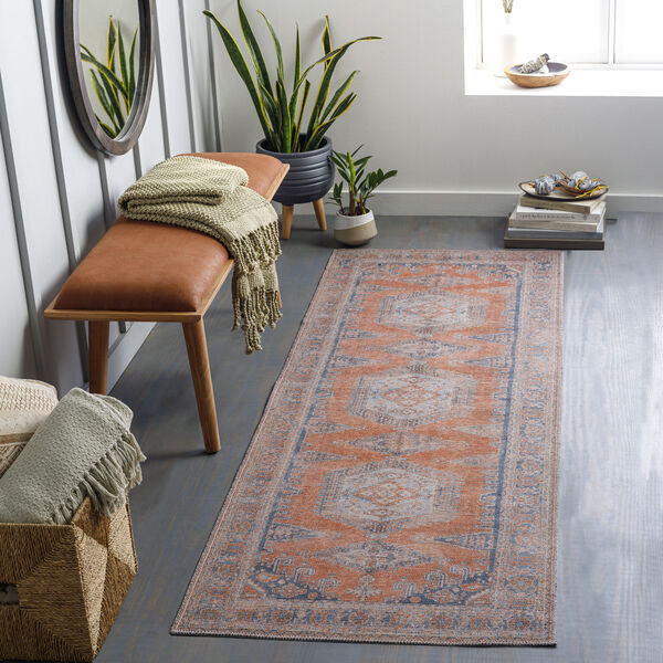 Colin Orange, Blue and Brown Runner: 2 Ft. 7 In. x 12 Ft. Area Rug, image 2