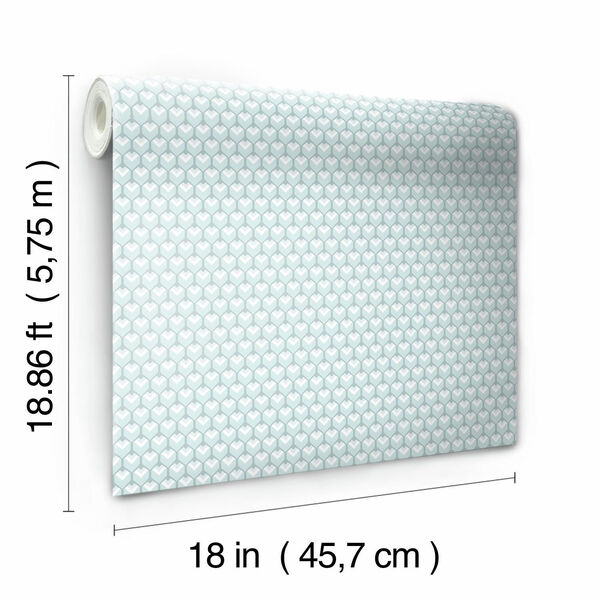 Blue 3D Petite Hexagons Peel and Stick Wallpaper, image 6