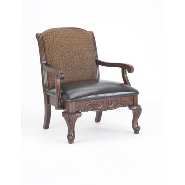 Brown Traditional Elegant Carved Occasional Chair, image 1