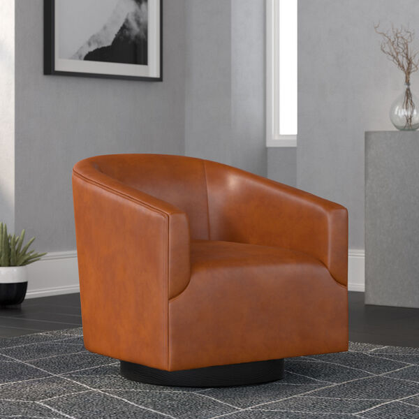 Gaven Caramel Wood Base Swivel Chair, image 2