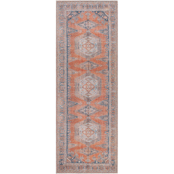 Colin Orange, Blue and Brown Runner: 2 Ft. 7 In. x 10 Ft. Area Rug, image 1