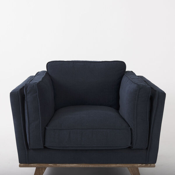 Brooks Navy Blue and Medium Brown Arm Chair, image 6