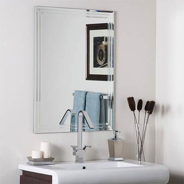 Decor Wonderland Frameless Tri Bevel, Beveled Wall Mirror Bathroom