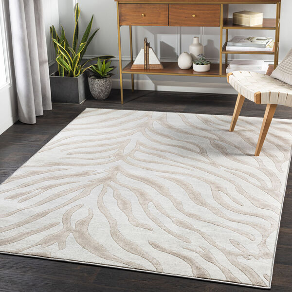 Remy Camel, White and Light Gray Rectangular Area Rug, image 2