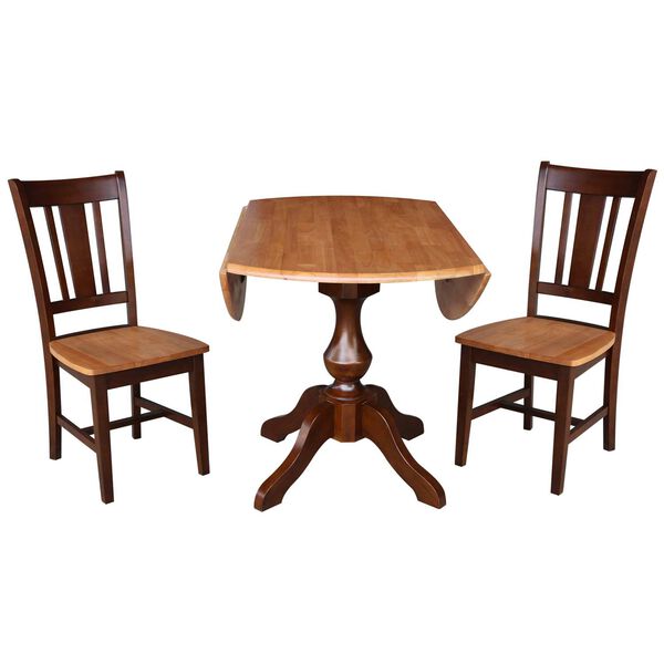 Cinnamon and Espresso Round Top Pedestal Table with Chairs, 3-Piece, image 5