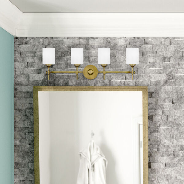 Aria Weathered Brass Three-Light Bath Vanity with Opal Glass, image 7