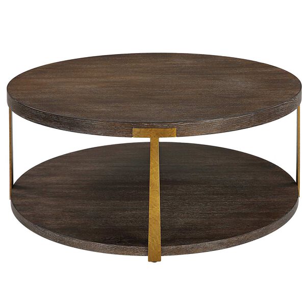 Palisade Rich Coffee and Natural Round Wood Coffee Table, image 6