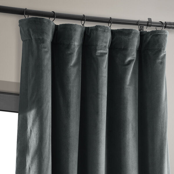 Natural Grey Blackout Velvet Pole Pocket Single Panel Curtain 50 x 84, image 10