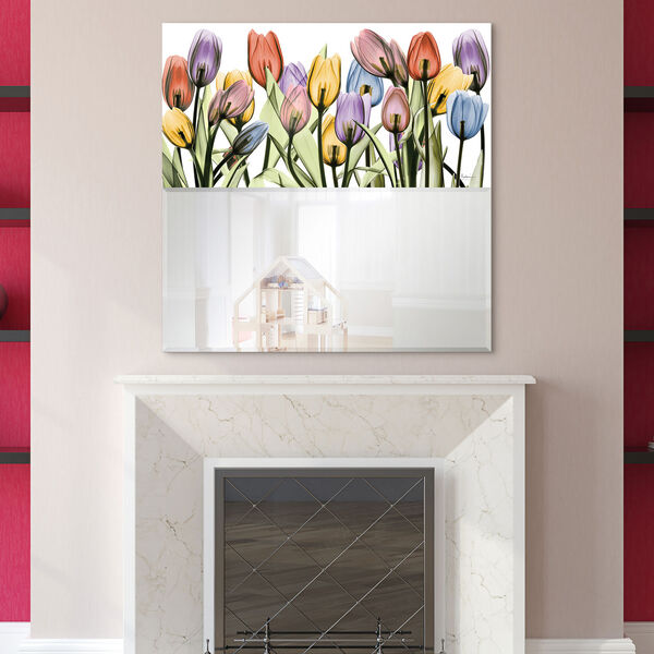 Tulip Scape Multicolor 38 x 38-Inch Square Beveled Wall Mirror, image 5
