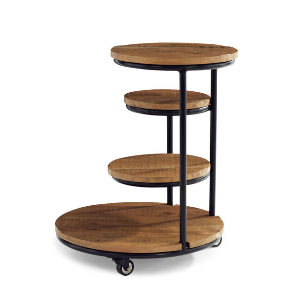 Collis Natural and Black Four Tiered Plant Stand Wheels Table, image 4