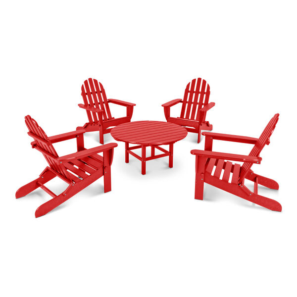 Classic Sunset Red Folding Adirondack Conversation Group, 5-Piece, image 1