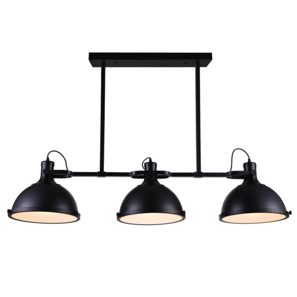 Strum Black Three-Light Chandelier with Clear Glass, image 1