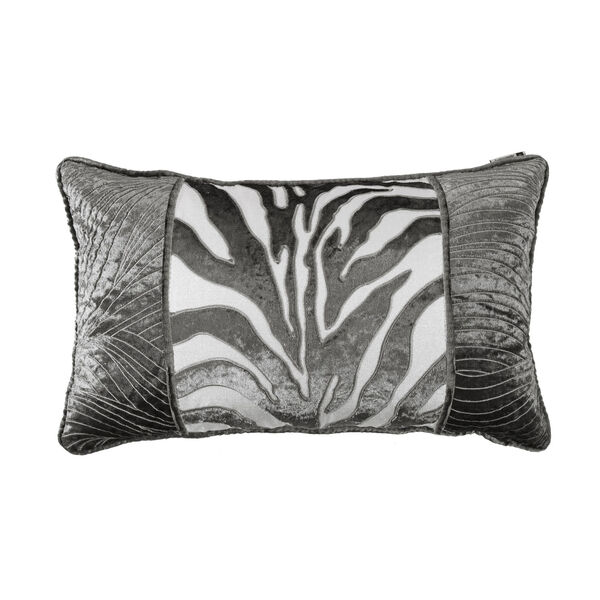 Celeste White 16 In. X 26 In. Zebra and Wave Embroidery Throw Pillow, image 1