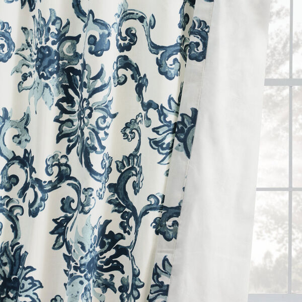 Indonesian Blue Printed Cotton Twill Single Panel Curtain 50 x 108, image 10