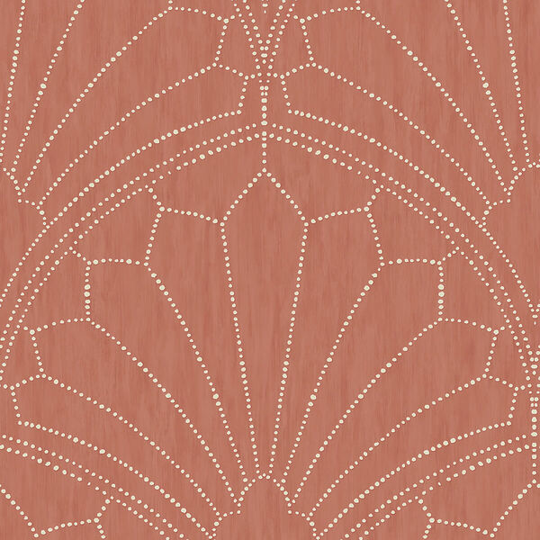 Boho Rhapsody Redwood and Ivory Scallop Medallion Unpasted Wallpaper, image 2