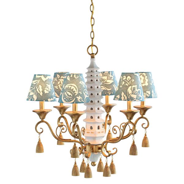 Oh Pagoda White Gold Six-Light Chandelier, image 3