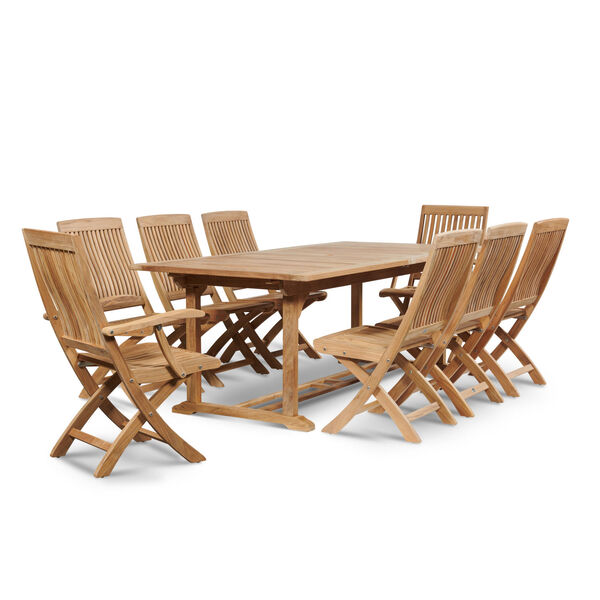 Dalton Nature Sand Teak Rectangular Teak Outdoor Dining Table with Extension, image 6