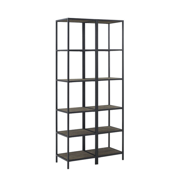 Jacobsen Brown Ash and Matte Black Two-Piece Narrow Bookcase, image 3