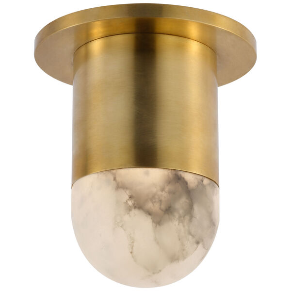Melange Mini Monopoint Flush Mount in Antique-Burnished Brass with Alabaster by Kelly Wearstler - (Open Box), image 1