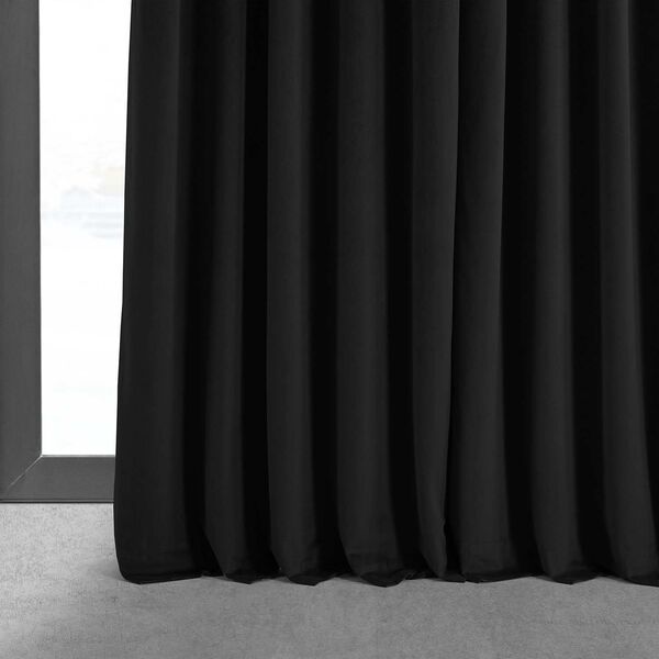 Signature Black Double Wide Velvet Blackout Pole Pocket Single Panel Curtain 100 x 84, image 6