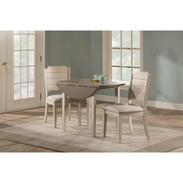 Clarion Sea White Wood Five-Piece Round Drop Leaf Dining with Side Chairs, image 2