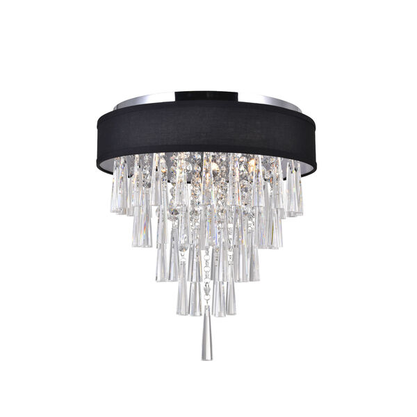 Franca Chrome Four-Light Drum Shade Flush Mount with K9 Clear Crystals, image 2