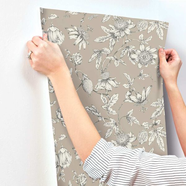 Passion Flower Toile Linen Wallpaper, image 6