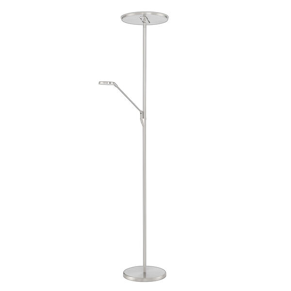 Arcadia Satin nickel Integrated LED Torchiere Floor Lamp with Reading Light, image 1