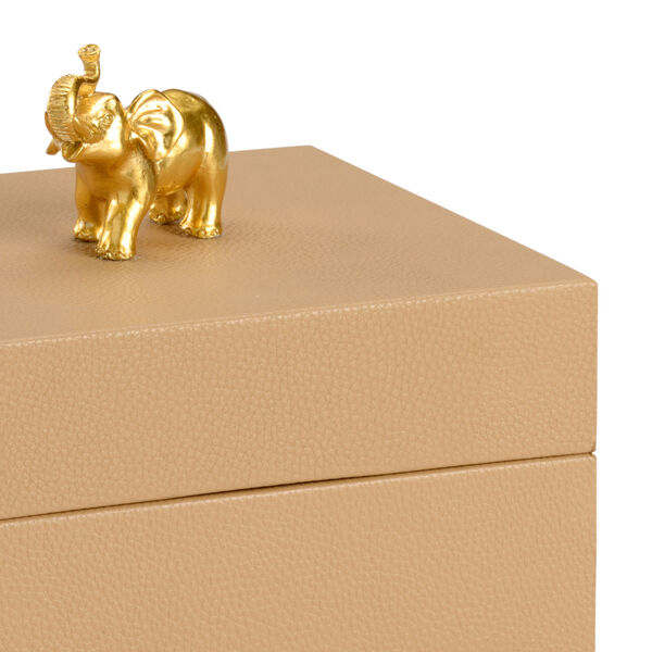 Pam Cain  Tan and Metallic Gold Elephant Handle Box, image 3