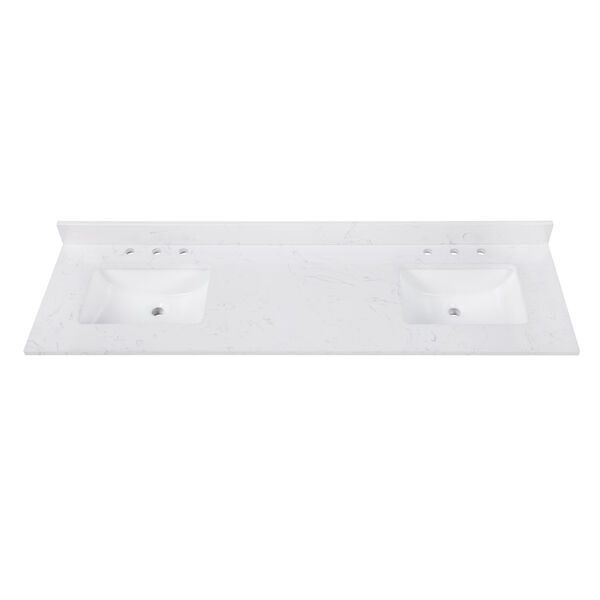 Cala White 73-Inch Vanity Top with Dual Rectangular Sink, image 1
