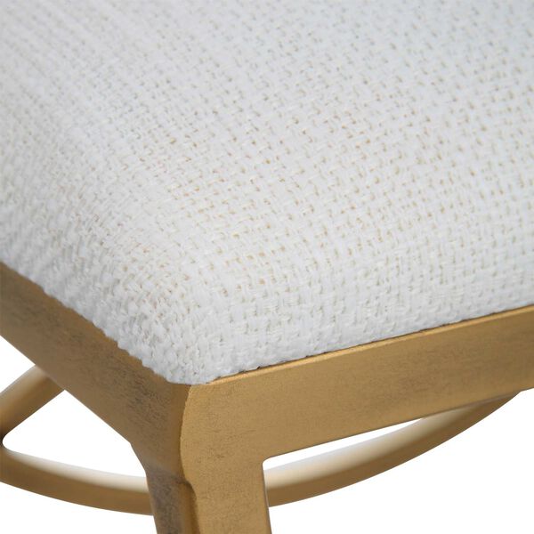 Whittier Brushed Brass and Crisp White Half Circle Accent Bench, image 5