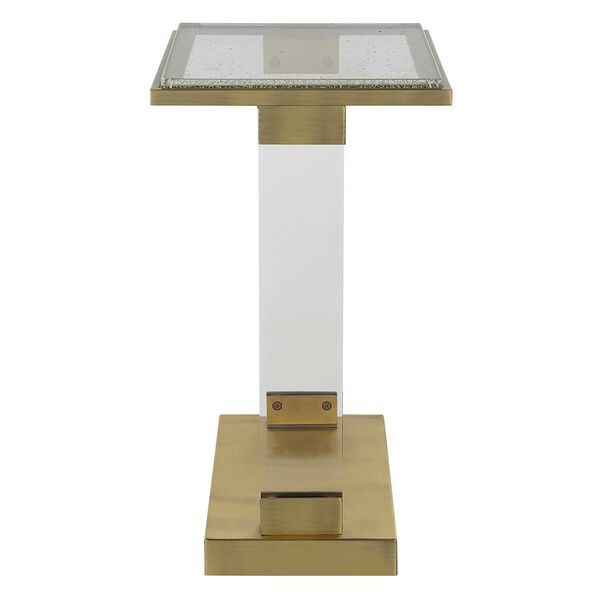Muse Brushed Brass Seeded Glass Accent Table, image 5