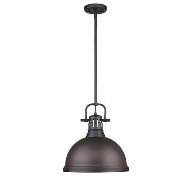 Duncan Rubbed Bronze One-Light 15-Inch High Pendant with Rubbed Bronze Shade, image 2