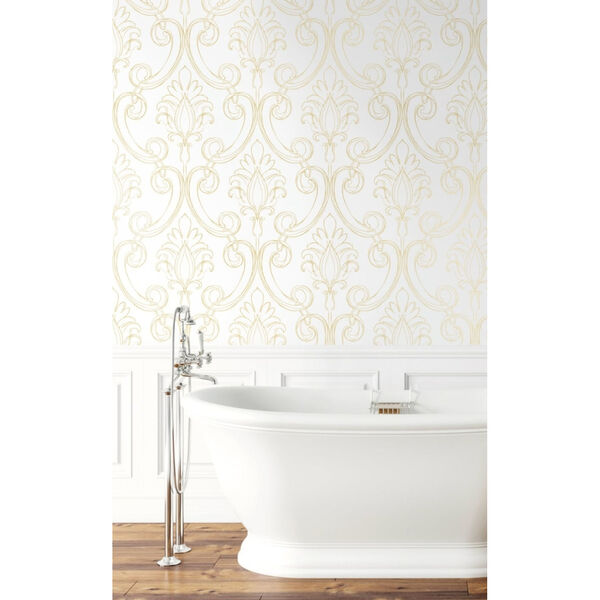 NextWall Beige Sketched Damask Peel and Stick Wallpaper, image 4