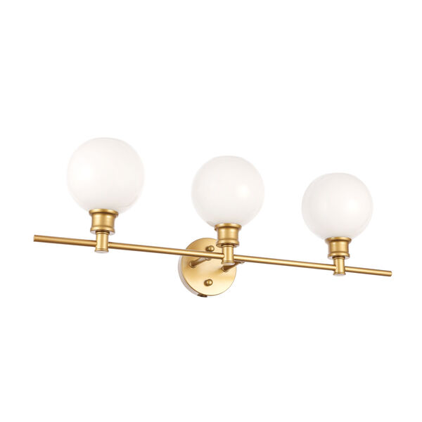 Collier Brass Three-Light Bath Vanity with Frosted White Glass, image 5