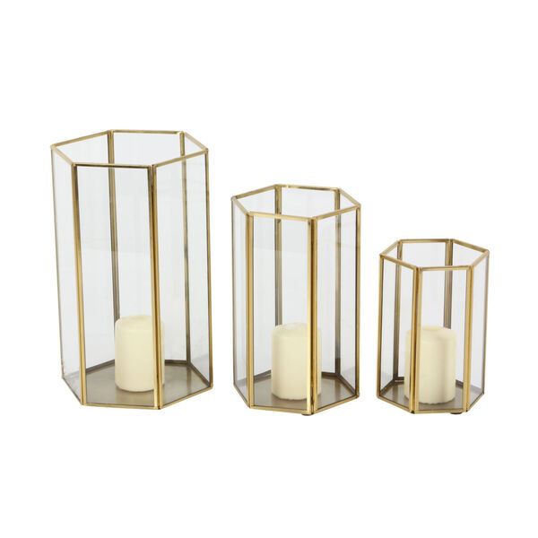 Gold Glass Candle Lanterns, Set of 3, image 2