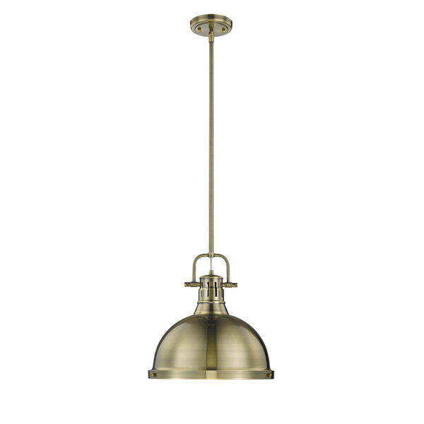 Duncan Aged Brass One-Light Pendant with Aged Brass Shade, image 1