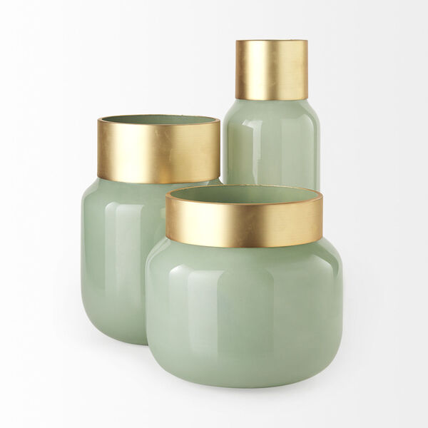 Minty Green and Matte Gold Vase, image 3