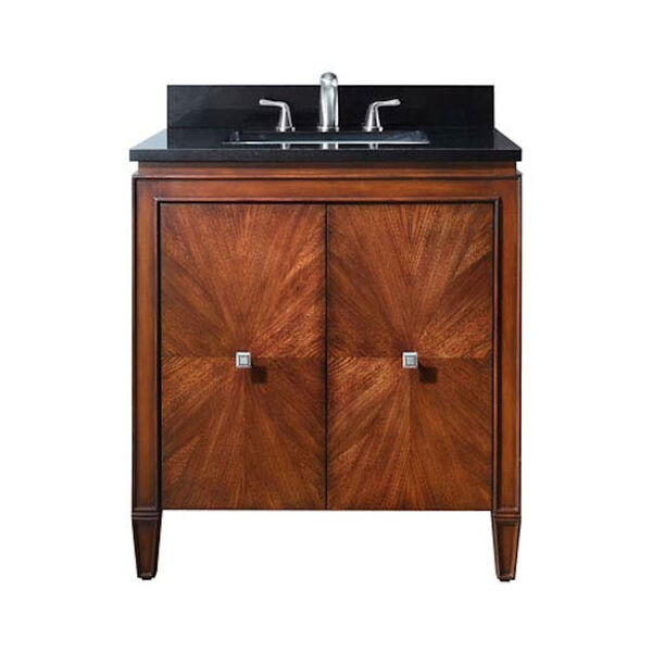 Brentwood 31-Inch New Walnut Vanity with Black Granite Top, image 1