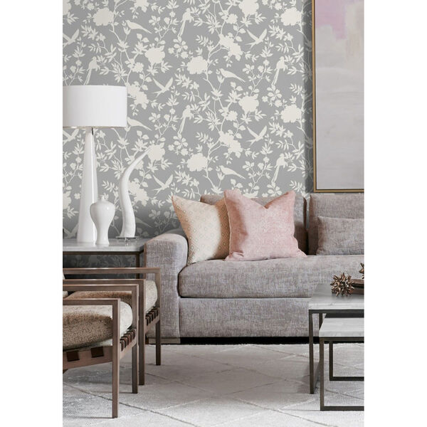 Lillian August Luxe Haven Gray Mono Toile Peel and Stick Wallpaper, image 1