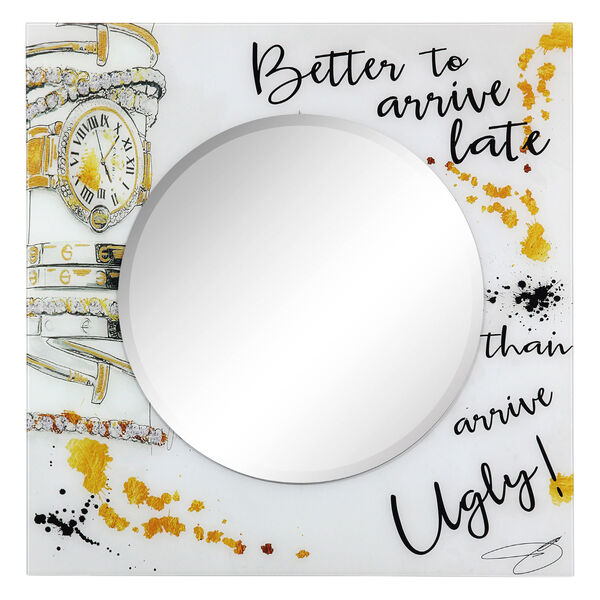 Ugly Never! Gold 36 x 36-Inch Round Beveled Wall Mirror, image 4