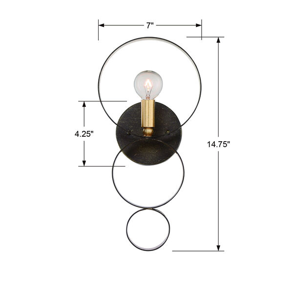 Luna English Bronze and Antique Gold One Light Sphere Wall Sconce, image 4