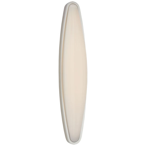 Ezra Large Bath Sconce in Polished Nickel with White Glass by AERIN, image 1