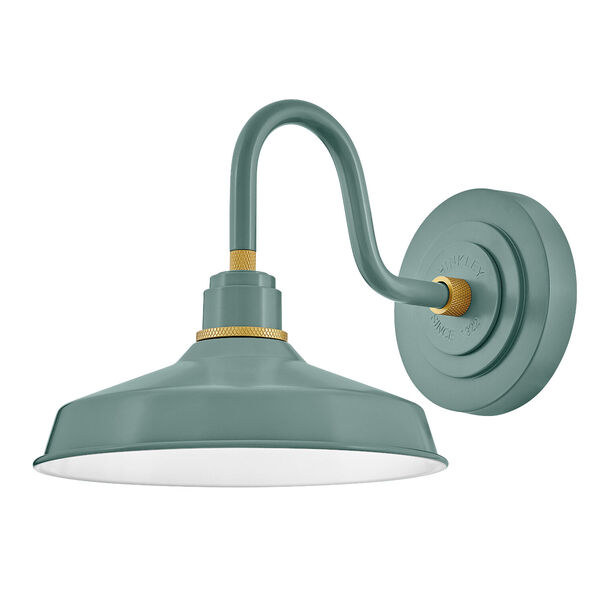Foundry Classic Sage Green and Brass One-Light Small Gooseneck Barn Light, image 2
