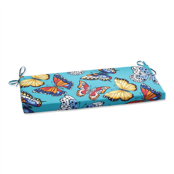 Butterfly Garden Turquoise Bench Cushion, image 1